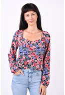 Bluza Dama Only Onlgeona Black Detail Pink Flower